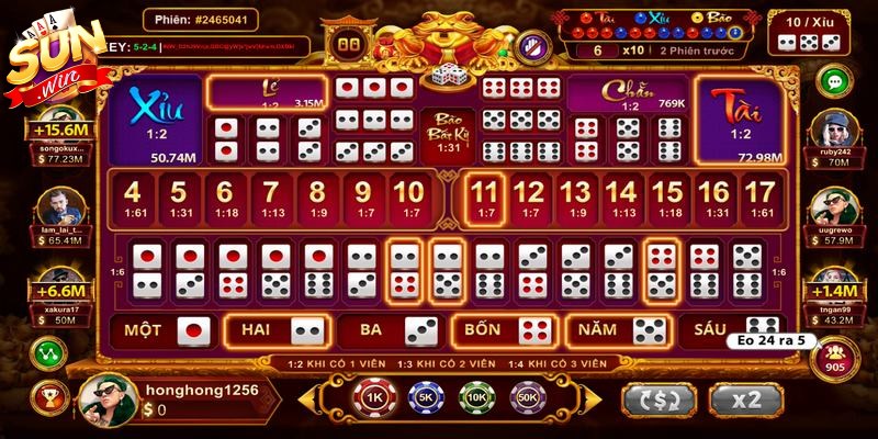 Các loại hình đặt cược phổ biến trong super sicbo Sunwin